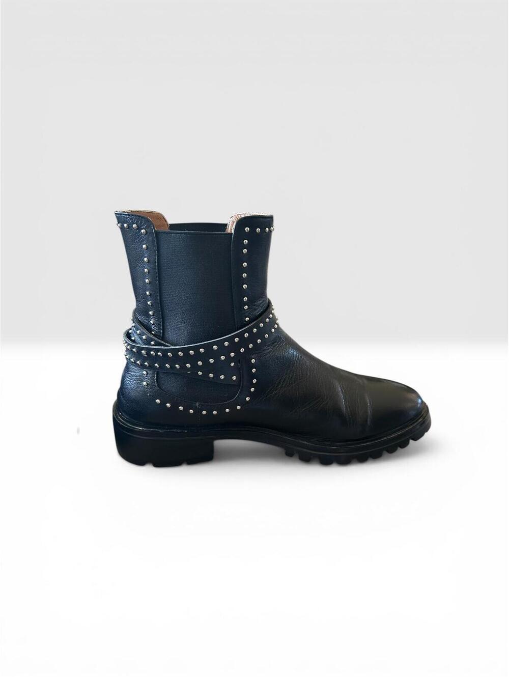 Givenchy Studded Biker Boots Black Leather Harness Moto EU 38/ US 7.5 - Picture 3 of 15
